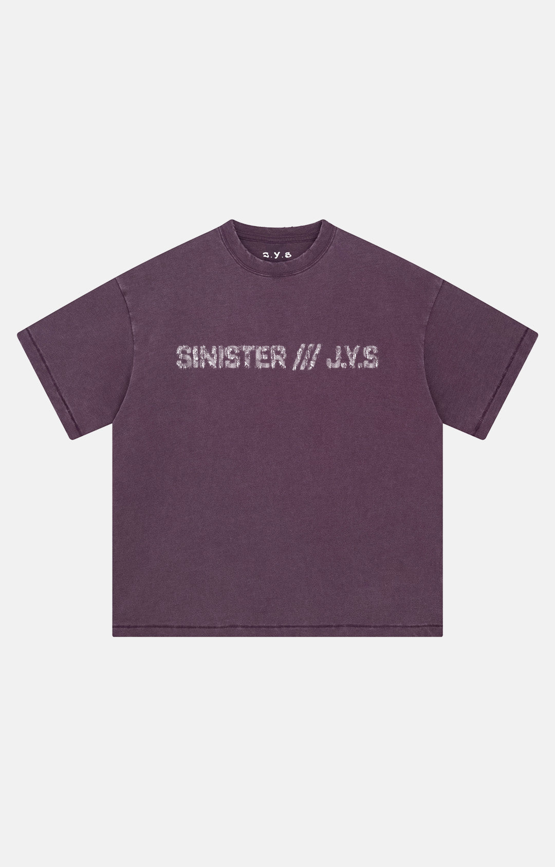 Purple t-shirt with text on a white background